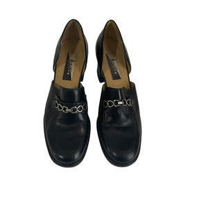 Artiva Vintage 90's Grunge Goth Black Chunky Block Heel Loafers